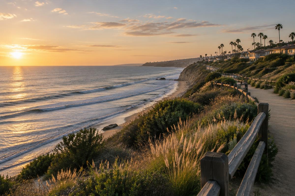 San Clemente coastline at sunset